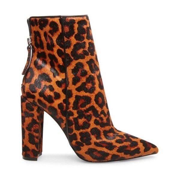 Steve Madden Womens Sz 10 Leopard Print Pony Hair Leather Ankle Boots - Picture 1 of 9